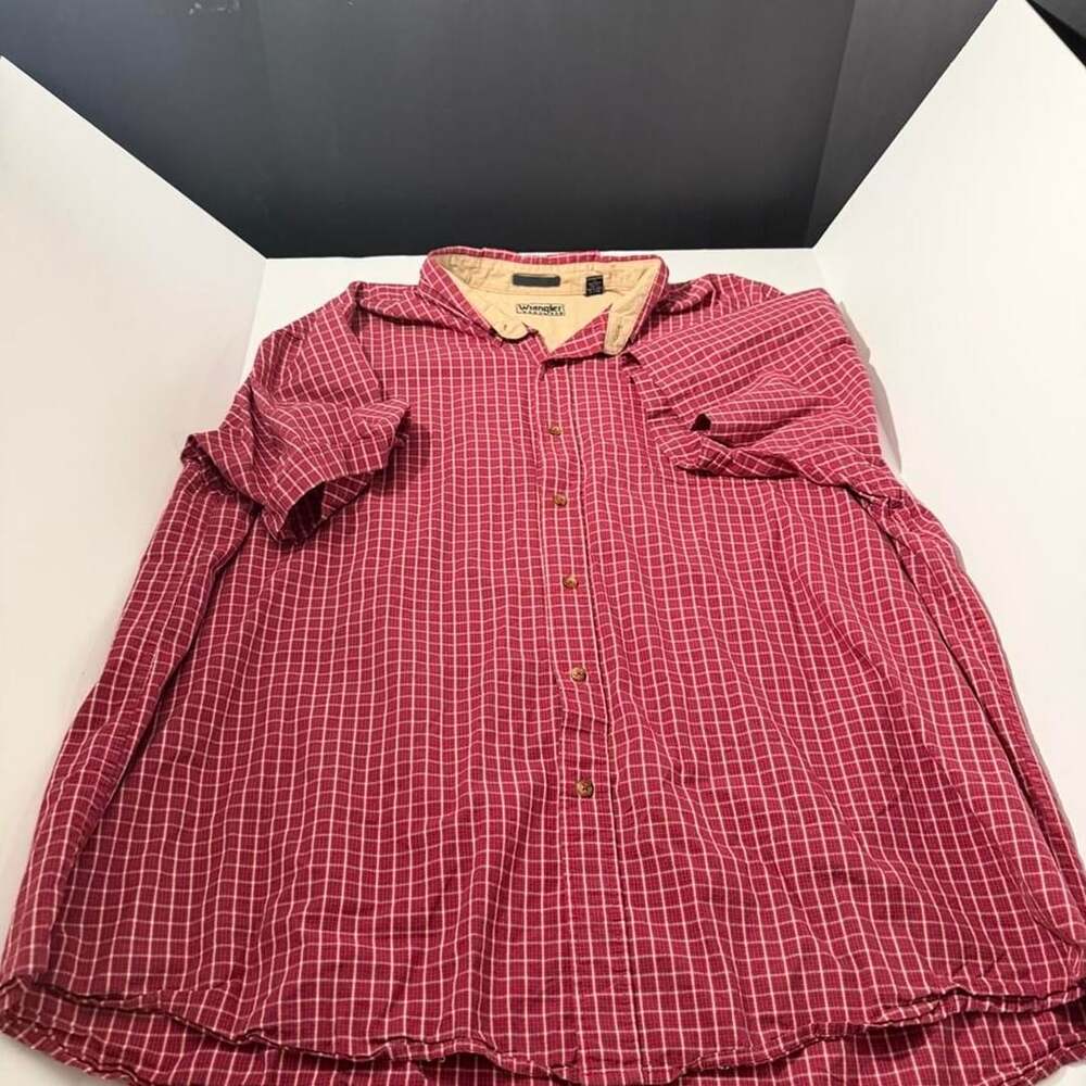 Wrangler Hero Plaid Button Up Shirt Size 3XL Red Cotton Long Sleeve